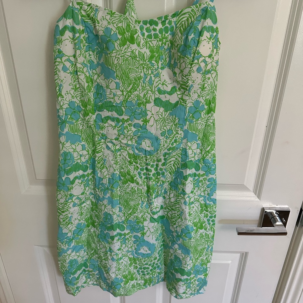 Lilly Pulitzer floral  Strapless Dress in Green and Blue